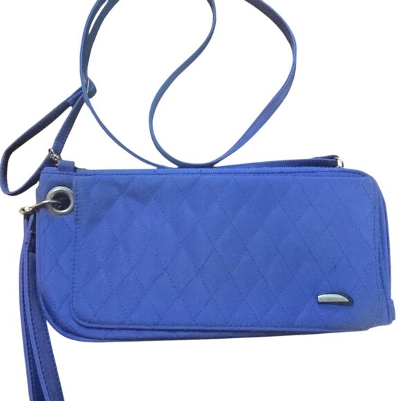 TRAVELON Quilted Blue Crossbody Wristlet Passport Wallet NWOT VTG 2004 - Picture 1 of 4